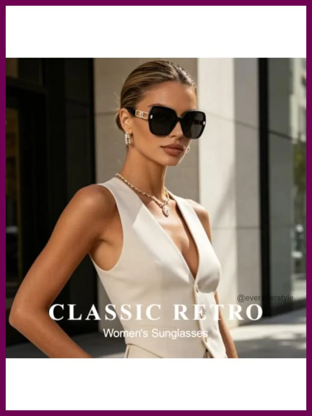 Oversized Square Sunglasses with UV400 Protection for Women, 3 Pack